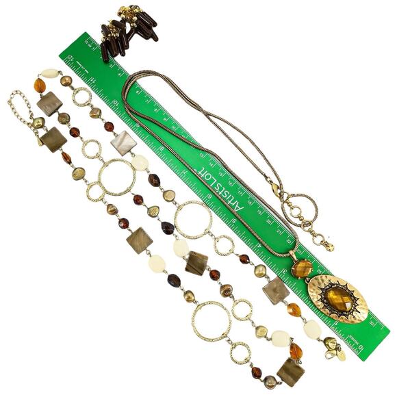 Lot Vintage To Now Jewelry Faux Tortoiseshell Goldtone Earthy Green Incl Signed - Picture 3 of 10